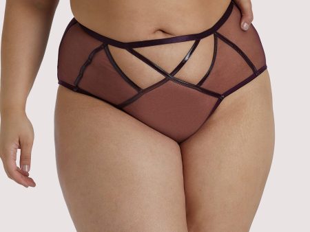 Kelly Wine PVC Curve Brief Fashion