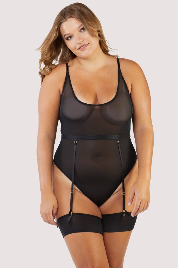 Dolly Black Mesh Extreme High Leg Body Hot on Sale