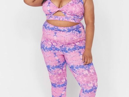 Wolf & Whistle Pink Marble Twist Front Curve Sports Bra Online now