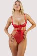 Bella Red Satin and Lace Bodysuit For Sale