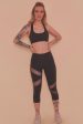 Mesh Panel Crop Leggings Black For Cheap