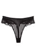 Saretta Black Stripe Mesh and Lace High Waist Thong Fashion