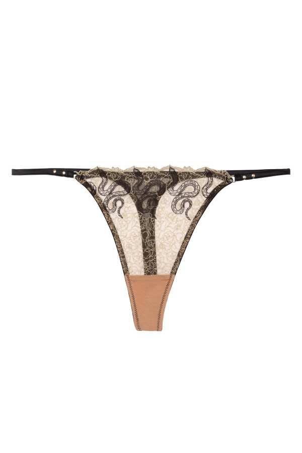 Amal Gold And Black Embroidery Thong Online now