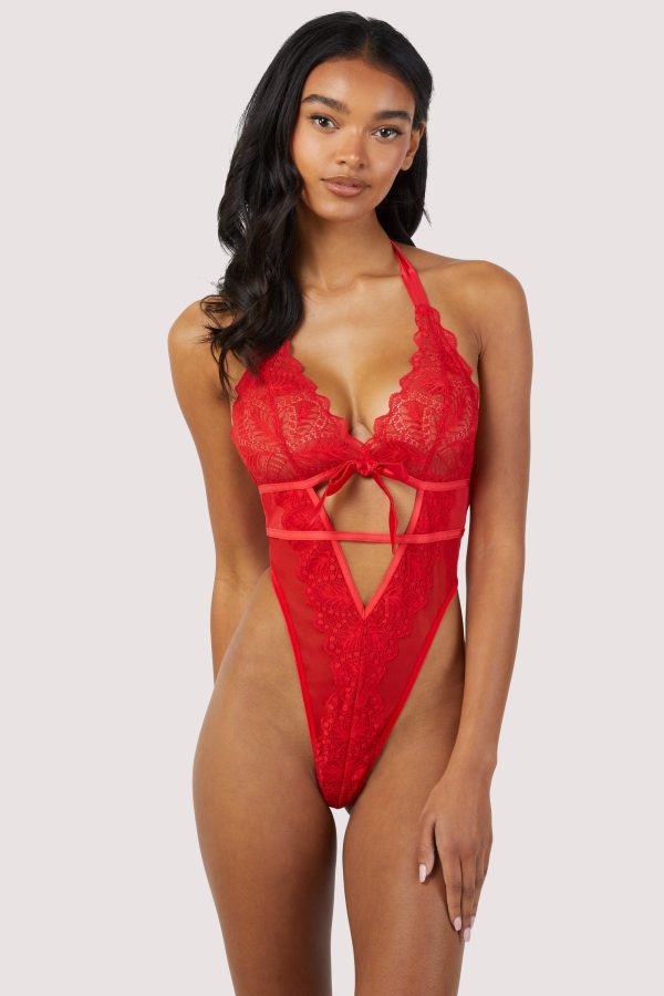 Dee Red Eyelash Lace and Mesh Body For Sale