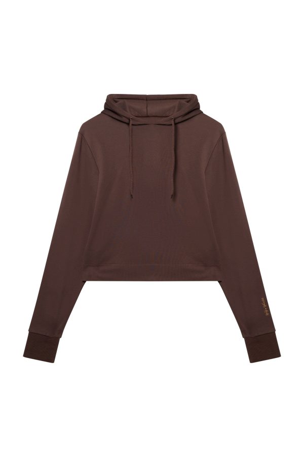 Brown Curve Hooded Top For Cheap