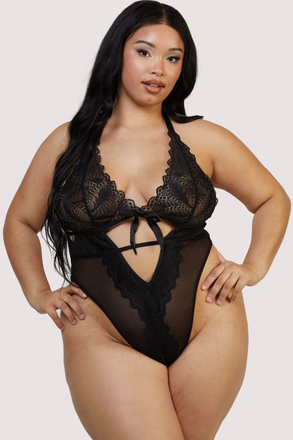 Dee Black Eyelash Lace and Mesh Body Online Sale