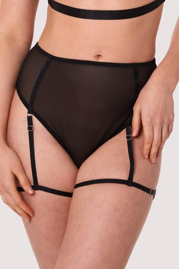 Alice Black Mesh Leg Harness High Waist Brief Supply