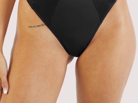 Etta Black Mesh And Satin High Waist  Thong Online Hot Sale