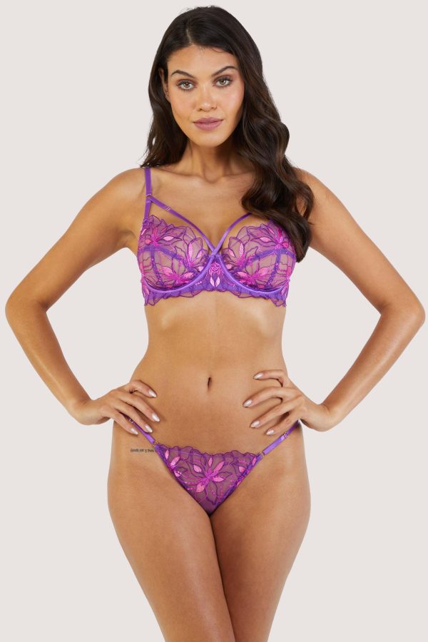 Walpole Purple Embroidered Brazillian Tanga Brief For Discount