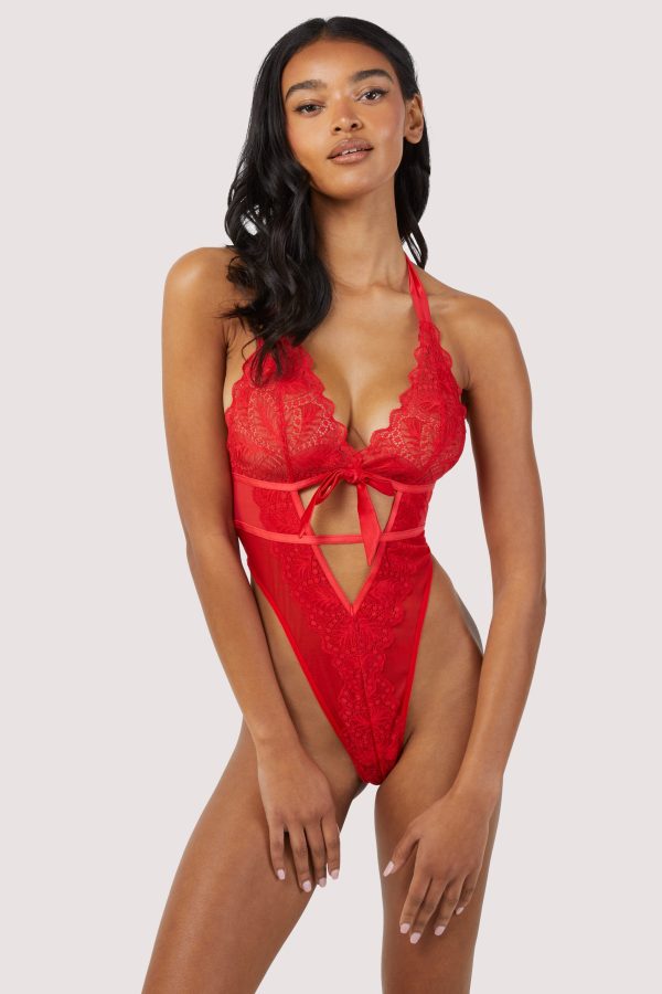 Dee Red Eyelash Lace and Mesh Body For Sale