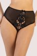 Alva Black Leatherette Lace Embroidery High Waist Brief Hot on Sale