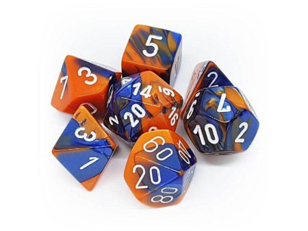 Gemini Blue and Orange with White 7Die Set Supply